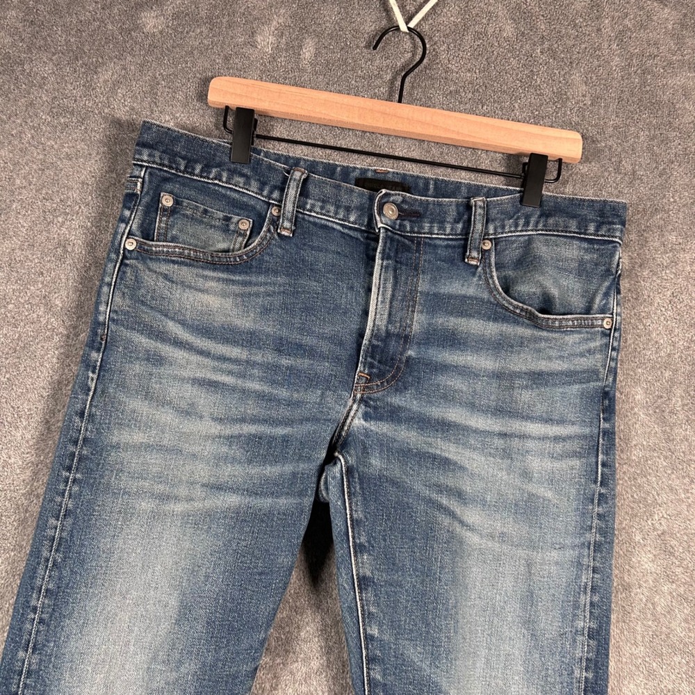Uniqlo Jeans Japanese Selvedge Denim Kaihara Slim Straight Low Rise Men 35x27 - Picture 4 of 15